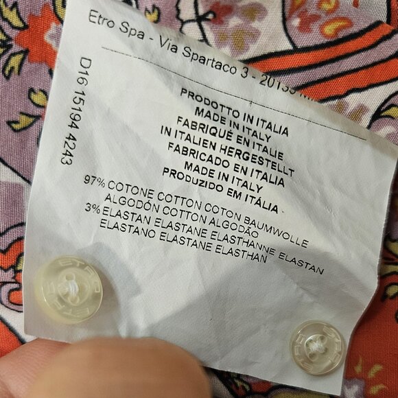 Etro cotton paisley print blouse size 46 made in Italy - Picture 6 of 9